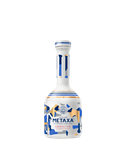 Die Flasche Metaxa Grande Fine zeigt ein kreatives Muster aus blauen und goldenen Akzenten, ideal für Sammler.