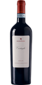 Ein stilvoller Rotwein in einer schlanken Flasche, die mit einem hellen Etikett und einem roten Deckel versehen ist.