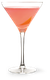 Ein erfrischender rosa Cocktail in einem hohen Glas, das auf einem klaren Untergrund präsentiert wird.