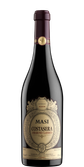 Eine elegante Flasche Masi Costasera Amarone Classico mit einem goldenen Etikett und kunstvollen Verzierungen im Hintergrund.