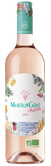 Die Flasche Mouton Cadet Rosé 2022 zeigt ein kreatives Etikett mit bunten Blumen und einem stilisierten Schaf-Logo.