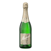 Die Flasche Mumm Sekt zeigt ein elegantes Design mit einem goldenen Korken und einem frischen, sprudelnden Getränk im Inneren.