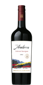 Ein hochwertiger chilenischer Rotwein, Anderra Cabernet Sauvignon, in einer eleganten Flasche mit einem einzigartigen, farbenfrohen Etikett.