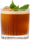 Ein Glas mit einem köstlichen, dunklen Getränk, das mit frischen Minzblättern und einem Eiswürfel ansprechend präsentiert wird.