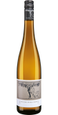 Eine elegante Flasche Grauer Burgunder mit einem kunstvollen Etikett, das eine Weinrebe und einen Fuchs zeigt.