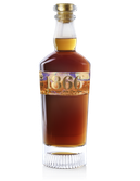 Die Flasche zeigt eine goldene Etikette mit der Aufschrift 1866, umgeben von einem klaren, geschliffenen Glasboden.