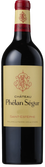 Eine elegante Flasche Château Phélan Ségur mit einem goldenen Etikett und rotem Korken, die für hochwertigen Wein steht.