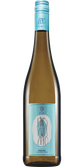 Eine Flasche alkoholfreier Riesling mit einem hellblauen Etikett, das den Schriftzug 'EINS ZWEI ZERO' trägt.