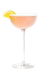 Ein elegantes Cocktailglas mit einem rosa Getränk, garniert mit einer Zitronenscheibe.