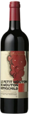 Das Etikett der Weinflasche zeigt eine kreative Darstellung von Trauben, während der Wein selbst in einer eleganten Flasche präsentiert wird.