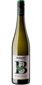 Die Flasche zeigt ein modernes Design mit dem Buchstaben B und einer künstlerischen Darstellung eines Weinglases auf dem Etikett.