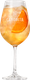 Ein transparentes Glas, gefüllt mit einem spritzigen Getränk, das durch eine Orangenscheibe geschmückt ist, lädt zum Trinken ein.