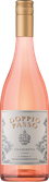 Eine elegante Roséweinflasche mit goldfarbener Schraubkapsel und hochwertigem silberfarbenem Etikett mit filigranen Verzierungen sowie kupferfarbenem Schriftzug, das der Flasche eine edle und klassische Ausstrahlung verleiht.