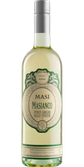 Die Flasche Masi Masianco Pinot Grigio zeigt ein detailliertes Etikett mit floralen Motiven und einer klaren, hellgrünen Flüssigkeit.