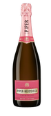 Ein hochwertiger Champagner in einer markanten Flasche, die mit einem rosafarbenen Korken und einem goldenen Etikett verziert ist.