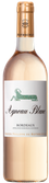 Der Bordeaux-Wein Agneau Blanc zeigt ein kunstvolles Etikett mit einem stilisierten Lamm, das auf einem hellen Hintergrund prangt.