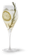 Ein elegantes Glas mit einem erfrischenden Getränk, garniert mit einer Zitronenscheibe und einem Rosmarinzweig.