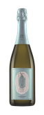 Eine Flasche alkoholfreier Sekt mit einem eleganten, hellblauen Etikett und dem Schriftzug 'EINS ZWEI ZERO'.