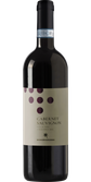 Ein hochwertiger Cabernet Sauvignon aus Sizilien, 2021, mit einem klaren Etikett und markanten, bunten Punkten.