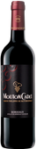 Eine elegante Flasche Mouton Cadet Bordeaux mit einem roten Kapselverschluss und kunstvollen Verzierungen auf dem Etikett.