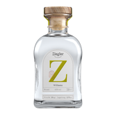 Ein hochwertiger Williams Schnaps in einer geschmackvollen Flasche, die durch ihre klare Form und den Holzverschluss besticht.