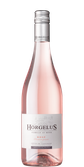 Eine Flasche Horgelus Roséwein aus den Côtes de Gascogne, elegant in einem zarten Rosaton mit einem stilvollen Etikett.