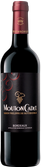 Eine elegante Flasche Mouton Cadet Bordeaux mit einem roten Kapselverschluss und kunstvollen Verzierungen auf dem Etikett.