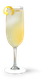 Ein stilvolles Getränk in einem hohen Glas, das mit einer Zitronenschale verziert ist, strahlt Frische und Eleganz aus.