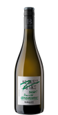 Eine Weinflasche mit einem auffälligen Etikett, das den Text 'Drink a real GRAUBURGUNDER!' in grüner Schrift zeigt.