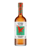 Ein elegantes Flaschendesign mit einem grafischen Storch und einer klaren, strukturierten Basis, die den Whiskey präsentiert.