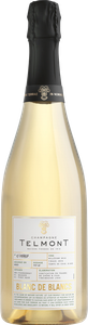 Die Flasche zeigt die Bezeichnung 'Blanc de Blancs' und hebt die Exklusivität des Champagners aus 100% Chardonnay hervor.