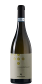 Die Flasche zeigt ein modernes Design mit gelben Punkten und dem Schriftzug 'Chardonnay' in stilvoller Schrift.
