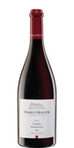 Eine elegante Flasche Rotwein mit einem tiefen, rubinroten Farbton und einem stilvollen Etikett von Markus Molitor.