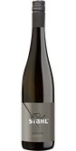 Eine elegante Flasche Silvaner Wein mit einem modernen Etikett, das den Namen 'Edel Stahl' in stilvollem Design zeigt.