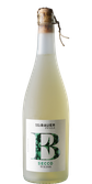 Ein stilvoller Secco in einer transparenten Flasche, die den hellen, sprudelnden Inhalt und den Korken sichtbar macht.