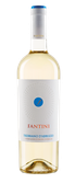 Eine Flasche Fantini Trebbiano d'Abruzzo mit einem blauen Deckel und einem eleganten, weißen Etikett, das den Wein beschreibt.