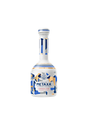 Die Flasche Metaxa Grande Fine zeigt ein kreatives Muster aus blauen und goldenen Akzenten, ideal für Sammler.