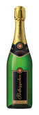 Eine elegante Flasche Sekt mit goldener Kapsel und schwarzem Etikett, die den Namen 'Rotkäppchen' trägt.