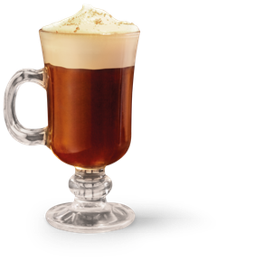 Das Glas zeigt ein reichhaltiges, dunkles Getränk, gekrönt von einer dicken Schicht Schaum, die verführerisch aussieht.