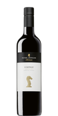 Eine elegante Flasche Barossa Shiraz mit einem schwarzen Korken und einem goldenen Schachfigur-Design auf dem Etikett.