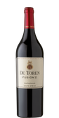 Eine elegante Flasche Rotwein mit einem roten Kapselverschluss, die die Bezeichnung 'De Toren Fusion V' trägt.