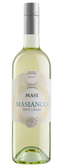 Die Flasche Masi Masianco Pinot Grigio zeigt ein detailliertes Etikett mit floralen Motiven und einer klaren, hellgrünen Flüssigkeit.