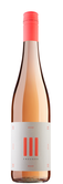 Eine Flasche Roséwein mit einem auffälligen, pinken Verschluss und einem eleganten, minimalistischen Etikett.