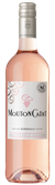 Eine Flasche Mouton Cadet Roséwein mit eleganter Etikettierung und einem sanften Roséton, ideal für gesellige Anlässe.