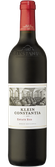 Eine elegante Weinflasche mit rotem Kapselverschluss und einem detaillierten Etikett, das die Weinfarm Klein Constantia zeigt.