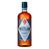 Das Etikett der Flasche hebt sich durch geometrische Muster und klare Schriftzüge hervor, was dem Produkt einen hochwertigen Look verleiht.