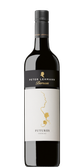 Die Flasche des Peter Lehmann Shiraz hebt sich durch ihr modernes Design und die goldene Schrift auf dem Etikett hervor.