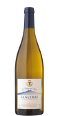Eine elegante Flasche Sancerre-Wein mit einem klaren, goldenen Farbton und einem stilvollen Etikett, das die Herkunft betont.