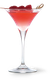 Ein eleganter Cocktail in einem Martiniglas, gefüllt mit einem leuchtend roten Getränk und garniert mit frischen Himbeeren.