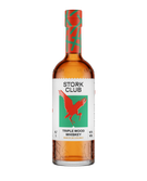 Ein elegantes Flaschendesign mit einem grafischen Storch und einer klaren, strukturierten Basis, die den Whiskey präsentiert.